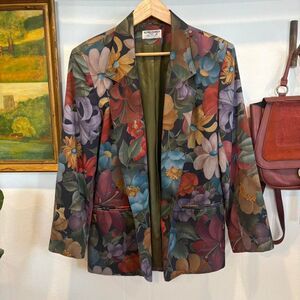 Vintage Alfred Dunner Floral Blazer Jacket Size 12